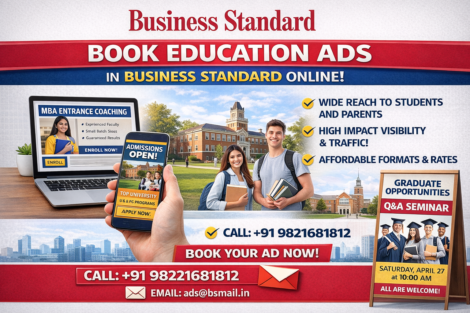 Book Education Ads in Business Standard Newspaper Online